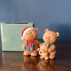 Avon Festive Bear Family Figurines